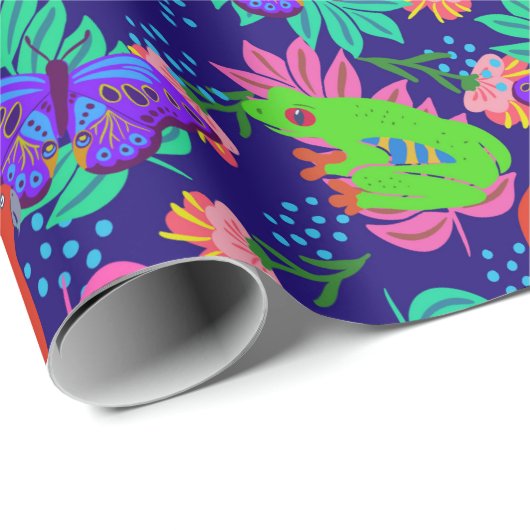 Lebhaftes Dschungelmuster Geschenkpapier (Rolleneckpunkt)