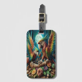 Lebhaftes Duo: Papageien auf Zweig Gepäckanhänger (Vorderseite Vertikal)