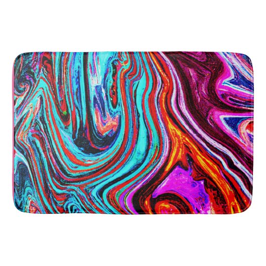 Lebhaftes, dynamisches Abstraktes Muster Badematte (Vorderseite)