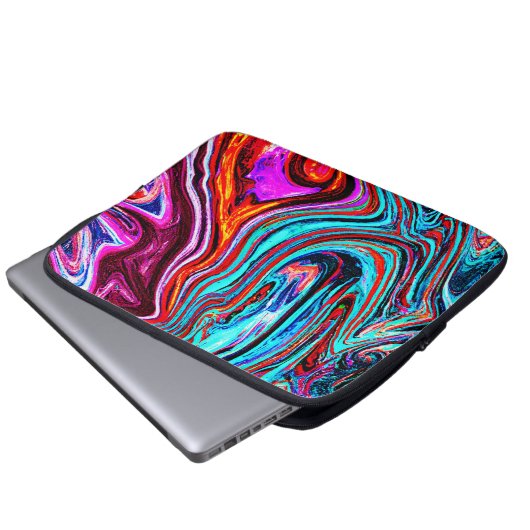 Lebhaftes, dynamisches Abstraktes Muster Laptopschutzhülle (Vorne Knopf)