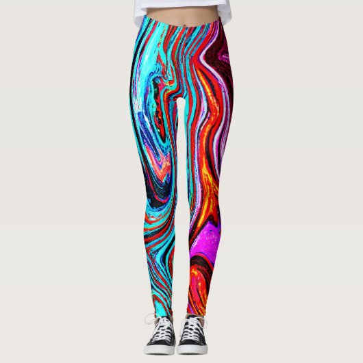Lebhaftes, dynamisches Abstraktes Muster Leggings (Vorderseite)