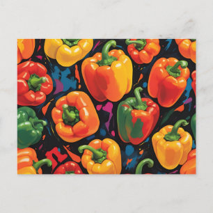 Lebhaftes dynamisches Bell Pepper-Muster Postkarte