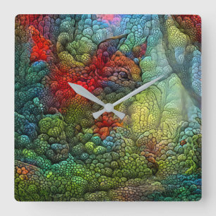 Lebhaftes Eichhörnchen- Quadratische Wanduhr