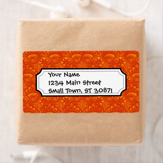 Lebhaftes elegantes Orange Damask Lace Girly Muste (Insitu)