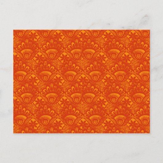 Lebhaftes elegantes Orange Damask Lace Girly Muste Postkarte (Vorderseite)
