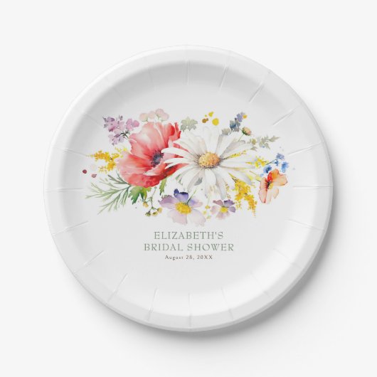 Lebhaftes elegantes Summer Wildblumen Garden Party Pappteller (Vorderseite)
