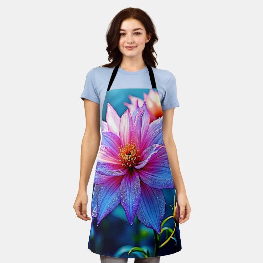 Lebhaftes Ethereal Bloom Artwork Schürze (Getragen)