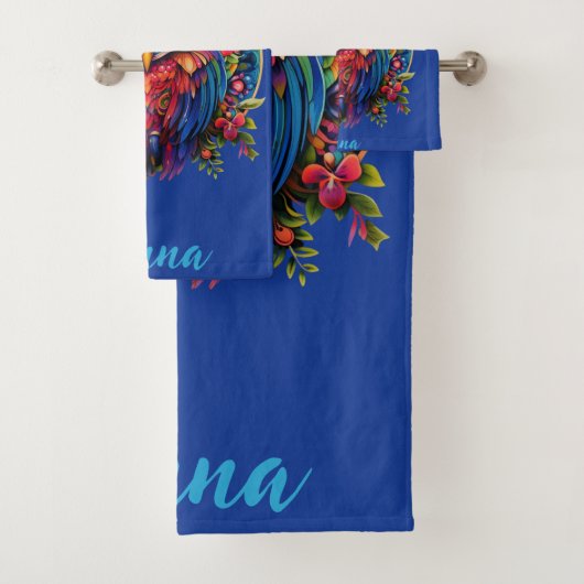 Lebhaftes Eule - farbenfroher Boho mit Individuell Badhandtuch Set (Insitu)