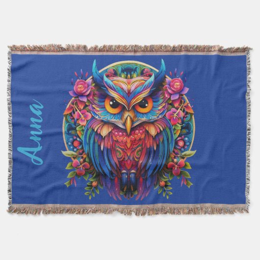 Lebhaftes Eule - farbenfroher Boho mit Individuell Decke (Vorderseite)