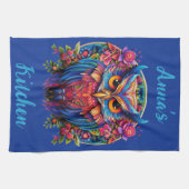 Lebhaftes Eule - farbenfroher Boho mit Individuell Geschirrtuch (Horizontal)
