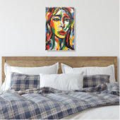 Lebhaftes expressionistisches Abstraktes Frauenpor Leinwanddruck (Insitu (Schlafzimmer))