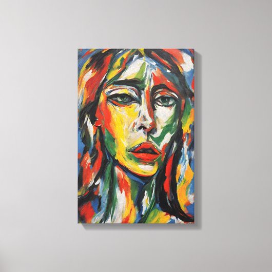 Lebhaftes expressionistisches Abstraktes Frauenpor Leinwanddruck (Vorderseite)