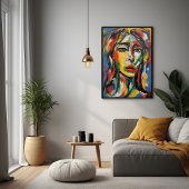 Lebhaftes expressionistisches Abstraktes Frauenpor Poster