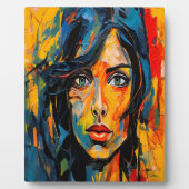 Lebhaftes expressionistisches Portrait Kühne Abstr Fotoplatte (Vorderseite)