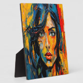 Lebhaftes expressionistisches Portrait Kühne Abstr Fotoplatte (Seite)