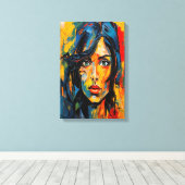 Lebhaftes expressionistisches Portrait Kühne Abstr Leinwanddruck (Insitu (Holzboden))