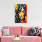 Lebhaftes expressionistisches Portrait Kühne Abstr Leinwanddruck (Insitu (Wohnzimmer))