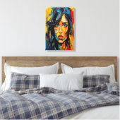 Lebhaftes expressionistisches Portrait Kühne Abstr Leinwanddruck (Insitu (Schlafzimmer))