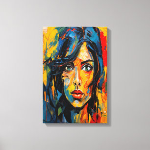 Lebhaftes expressionistisches Portrait Kühne Abstr Leinwanddruck