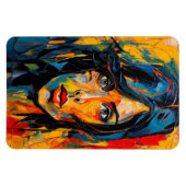 Lebhaftes expressionistisches Portrait Kühne Abstr Magnet (Horizontal)