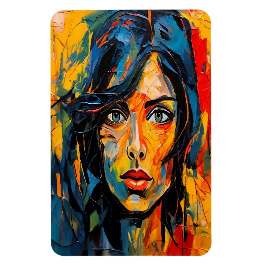 Lebhaftes expressionistisches Portrait Kühne Abstr Magnet (Vertikal)