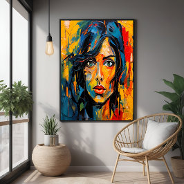 Lebhaftes expressionistisches Portrait Kühne Abstr Poster