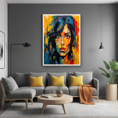 Lebhaftes expressionistisches Portrait Kühne Abstr Poster