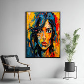 Lebhaftes expressionistisches Portrait Kühne Abstr Poster