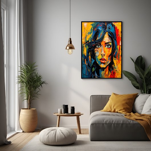 Lebhaftes expressionistisches Portrait Kühne Abstr Poster