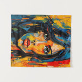 Lebhaftes expressionistisches Portrait Kühne Abstr Wandteppich (Vorderseite (Horizontal))