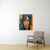 Lebhaftes expressionistisches Portrait Kühne Abstr Wandteppich (Beispiel)