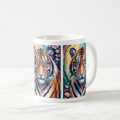 Lebhaftes Fantasy Tiger Portrait | exotisch Kaffeetasse (VorderseiteRechts)