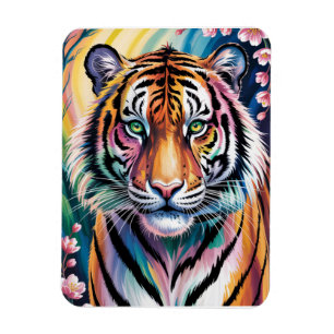 Lebhaftes Fantasy Tiger Portrait   exotisch Magnet