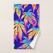 Lebhaftes, farbenfrohes Blätter Muster Badhandtuch Set (Handtuch)