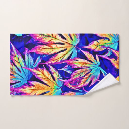 Lebhaftes, farbenfrohes Blätter Muster Badhandtuch Set (Handtuch)