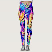 Lebhaftes, farbenfrohes Blätter Muster Leggings (Vorderseite)