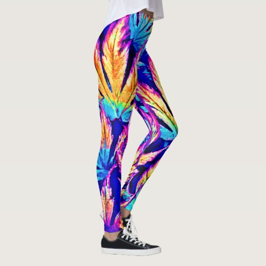 Lebhaftes, farbenfrohes Blätter Muster Leggings (Rechts)