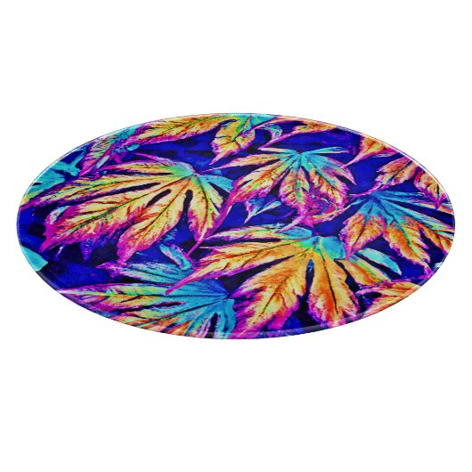 Lebhaftes, farbenfrohes Blätter Muster Schneidebrett (Ecke)