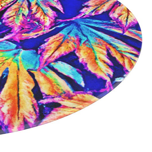 Lebhaftes, farbenfrohes Blätter Muster Schneidebrett (Ecke)