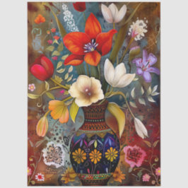 Lebhaftes farbenfrohes Blumendekoupage Seidenpapier