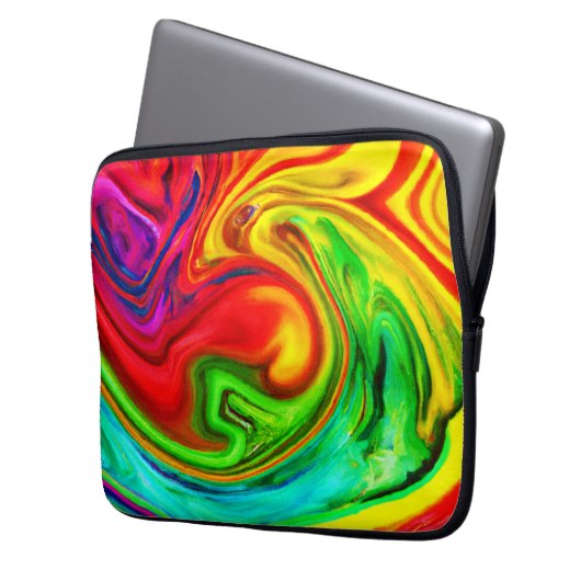 Lebhaftes, farbenfrohes Muster Laptopschutzhülle (Vorderseite Links)