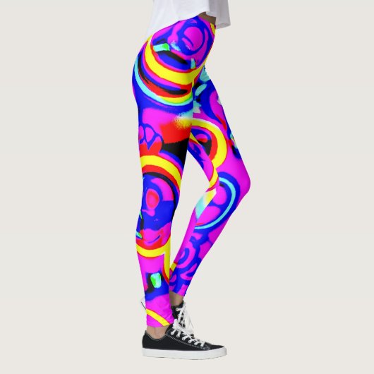 Lebhaftes, farbenfrohes Neonmuster Leggings (Rechts)