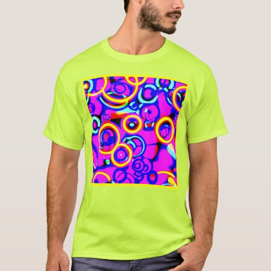 Lebhaftes, farbenfrohes Neonmuster T-Shirt (Vorderseite)