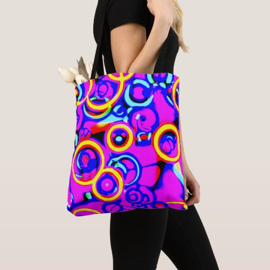 Lebhaftes, farbenfrohes Neonmuster Tasche (Von Nahem)