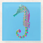 lebhaftes, farbenfrohes Seepferd-Design Glasuntersetzer (Vorderseite)