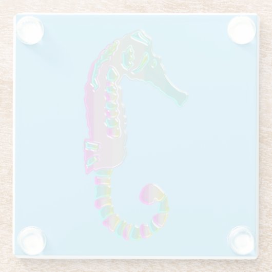 lebhaftes, farbenfrohes Seepferd-Design Glasuntersetzer (Rückseite)