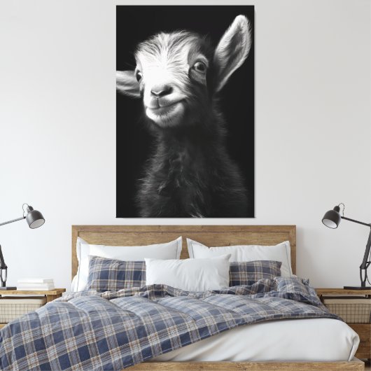 Lebhaftes farbenfrohes Vollkorb-Babyziege-Portrait Leinwanddruck (Insitu (Schlafzimmer))