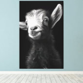 Lebhaftes farbenfrohes Vollkorb-Babyziege-Portrait Leinwanddruck (Insitu (Holzboden))