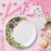 Lebhaftes farbenprächtiges Blumenmuster Pappteller (Party)