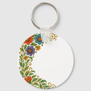 Lebhaftes farbenprächtiges Blumenmuster Schlüsselanhänger